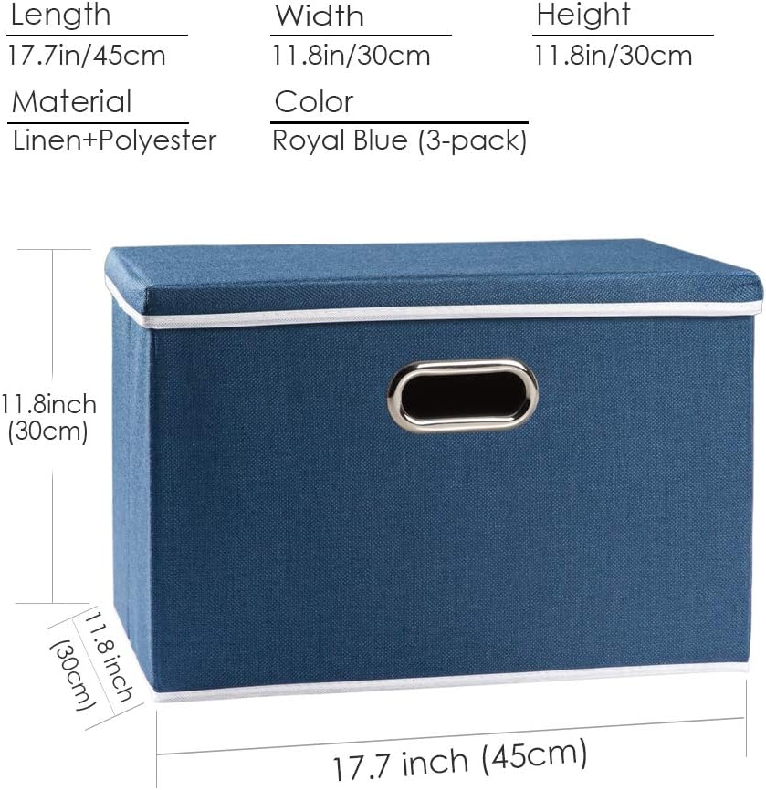 PRANDOM Grosse faltbare Aufbewahrungsbehälter mit Deckel [3er-Pack] Stoff faltbare Aufbewahrungsboxe
