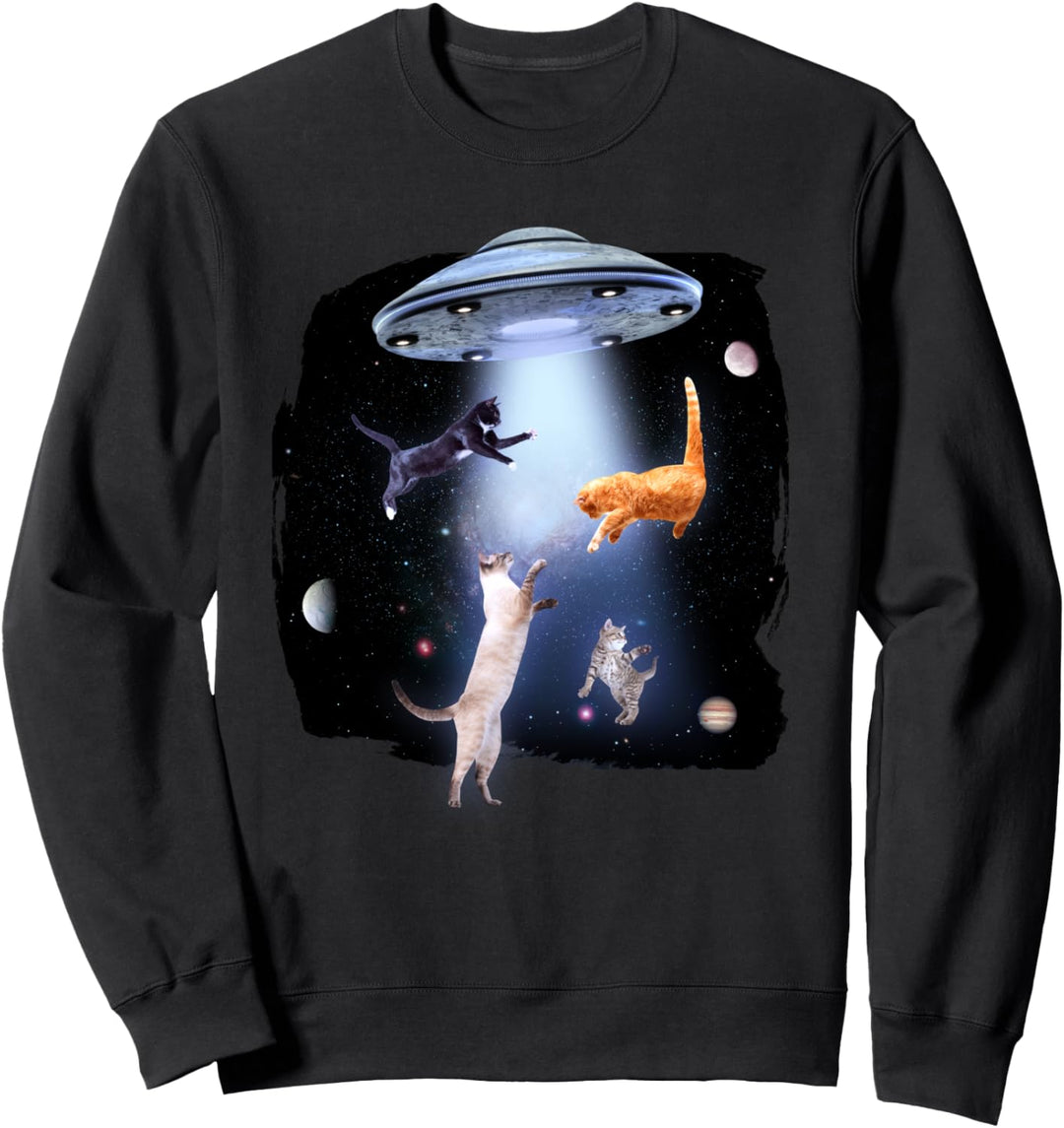 Funny Cat UFO Grafik Lustiger Weltraum Katze galaktisches UFO Sweatshirt