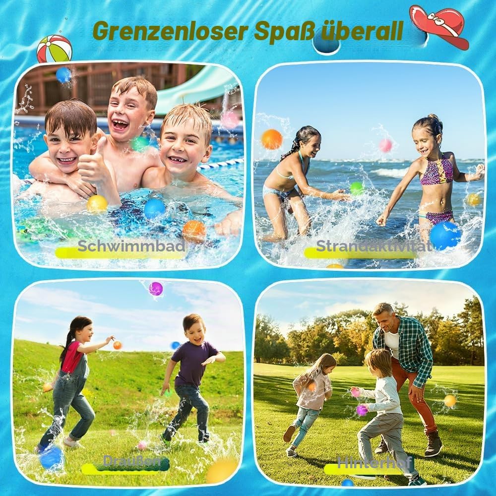 Wasserbomben Wiederverwendbar,Silikon Wasserbomben Selbstschliessend magnetische Spritzbälle,Sommer