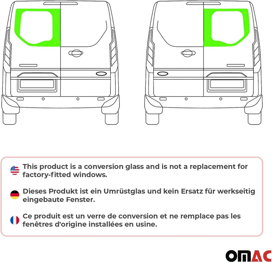 Heckflügeltür Autoglas kompatibel mit Ford Transit Custom 2014-2023 Links Rechts L1 L2 SET Transit C
