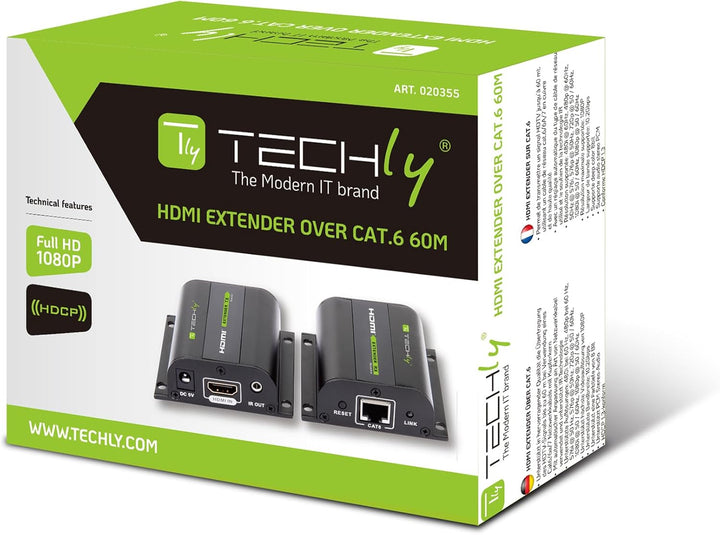 Techly IDATA-EXT-E70I HDMI Extender mit IR, 60m Schwarz
