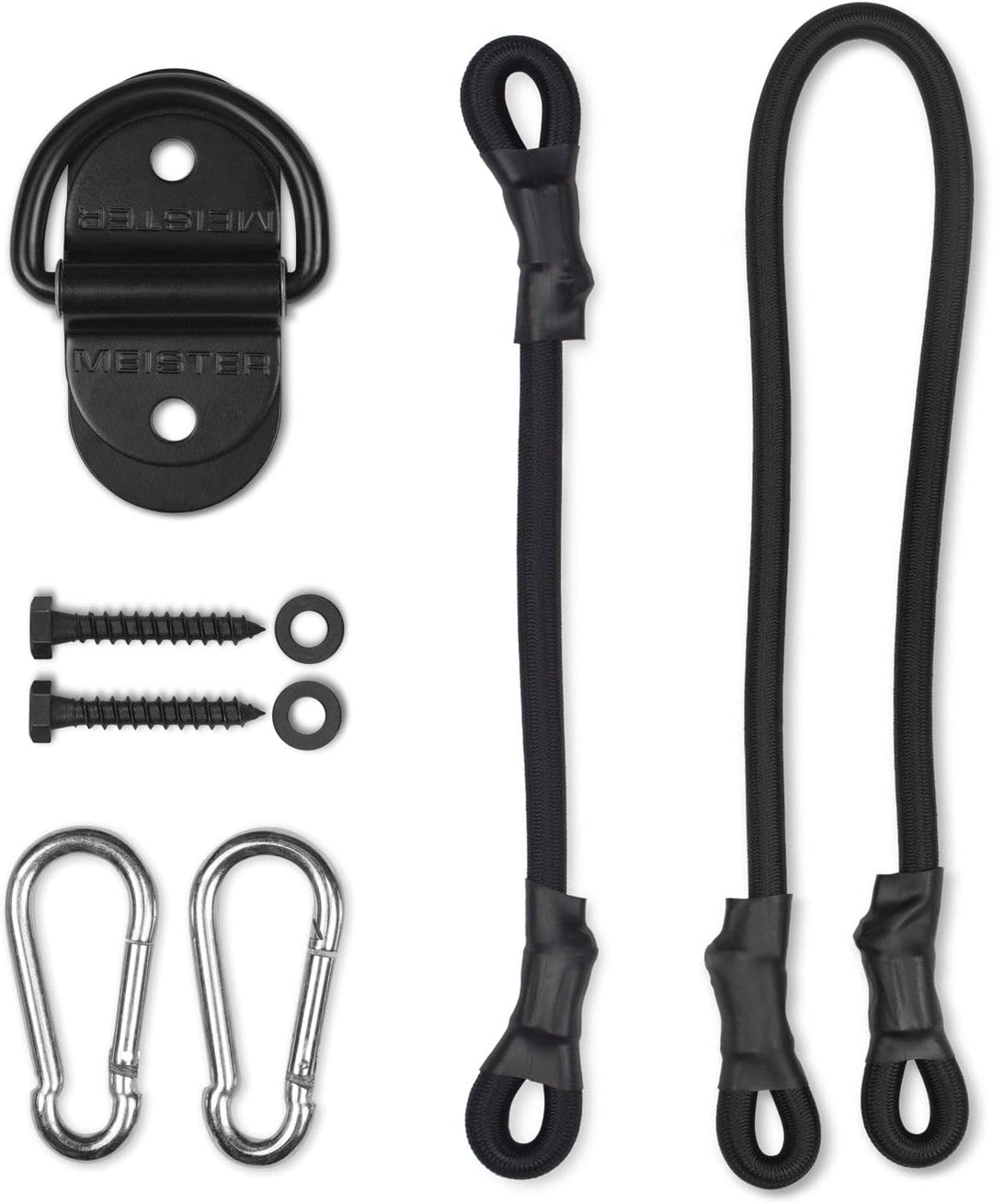 Meister Doppel-End Boxsack D-Ring Bodenanker-Montagekit mit Bungees – Schwarz
