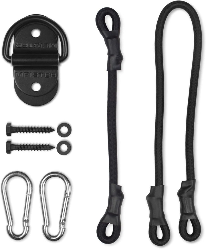 Meister Doppel-End Boxsack D-Ring Bodenanker-Montagekit mit Bungees – Schwarz
