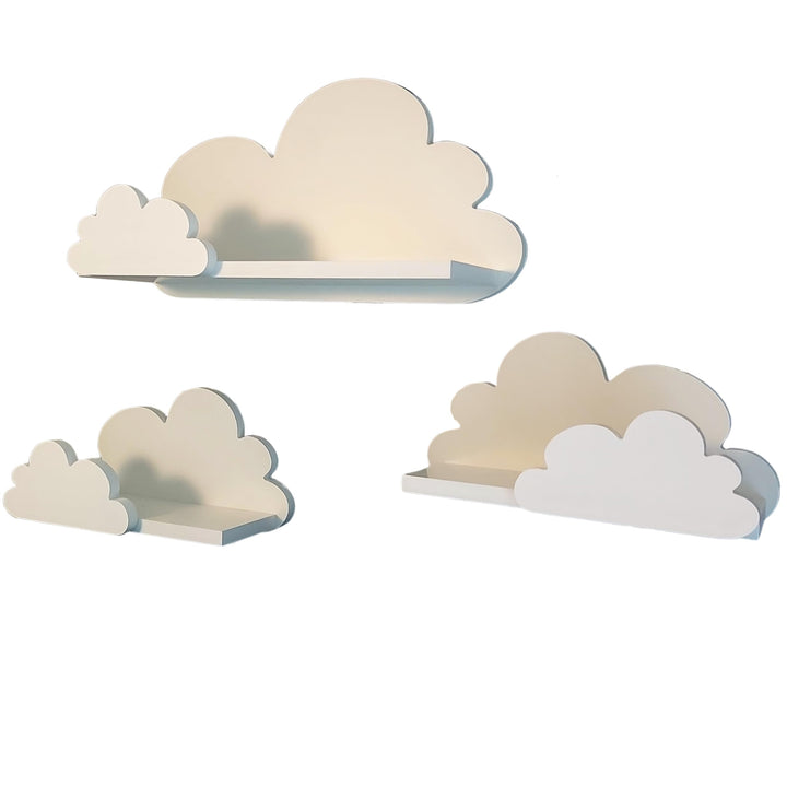Wolkenregale für Kinderzimmer Set Fantasy EKSTRA – 3er Set Regale aus MDF – komplett weiss – Premium