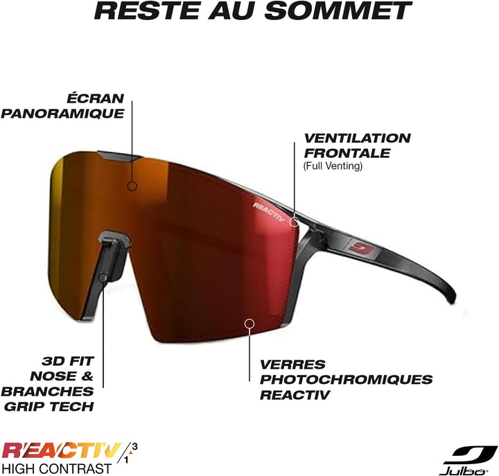 Julbo Unisex Edge Sunglasses Einheitsgrösse Schwarz Durchscheinend / Orange, Einheitsgrösse Schwarz
