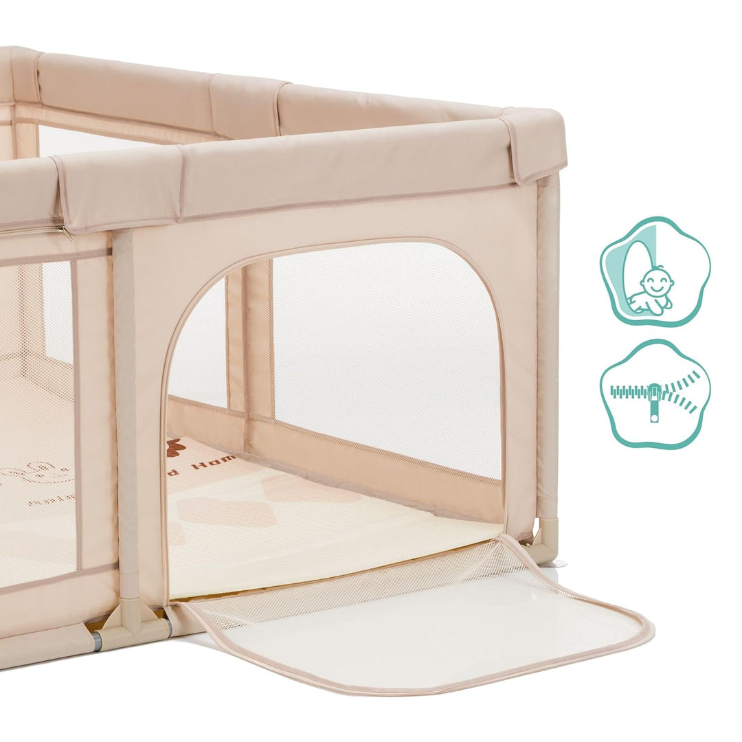 Fillikid Laufgitter Malta 150x150cm Exklusiv | sicher und gemütlich mit Boden Einlage | ideal zum sp