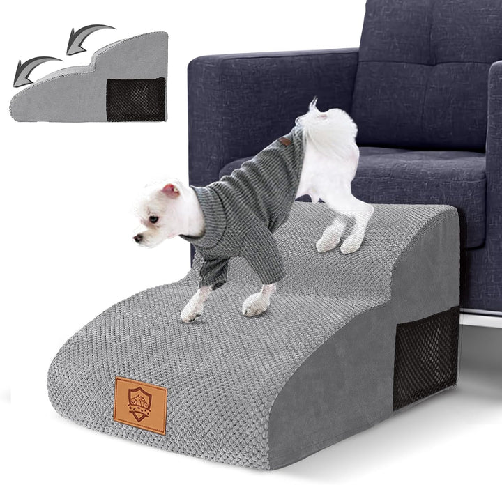 Myiosus Hundetreppe für Kleine Hunde, 2 Stufen Haustiertreppe, Hunde Treppen aus Schwamm für Sofa Be