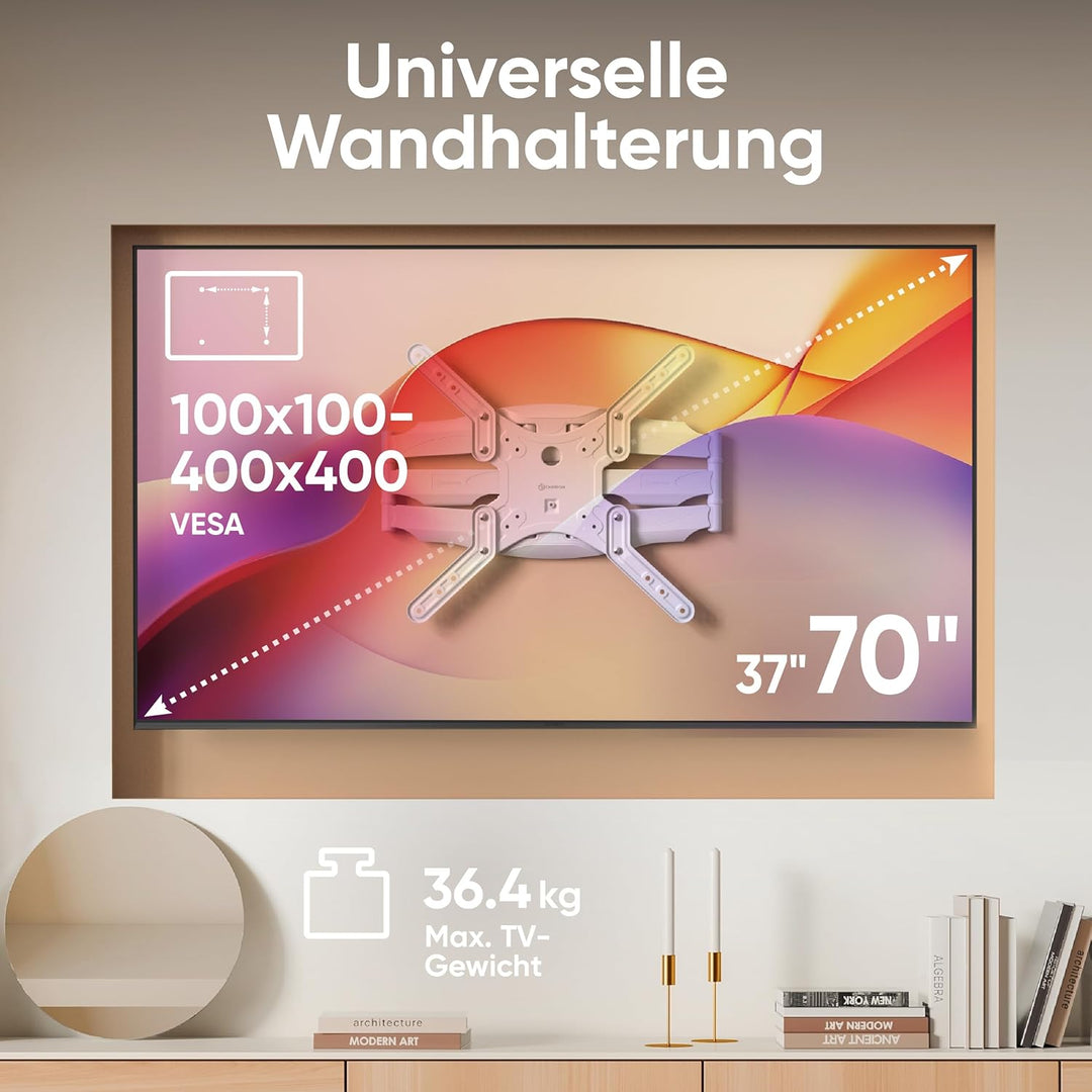 ONKRON TV Wandhalterung schwenkbar für 37-70 Zoll Bildschirm bis 36,4 kg, TV Halterung ausziehbar ne