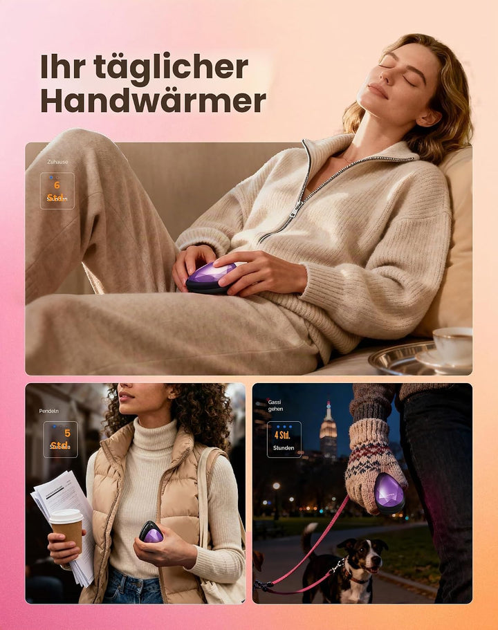 OCOOPA Damen Handwärmer Elektrisch 2er-Pack, Stylisch, Diamantform Mit Magnet, Wiederaufladbar und W