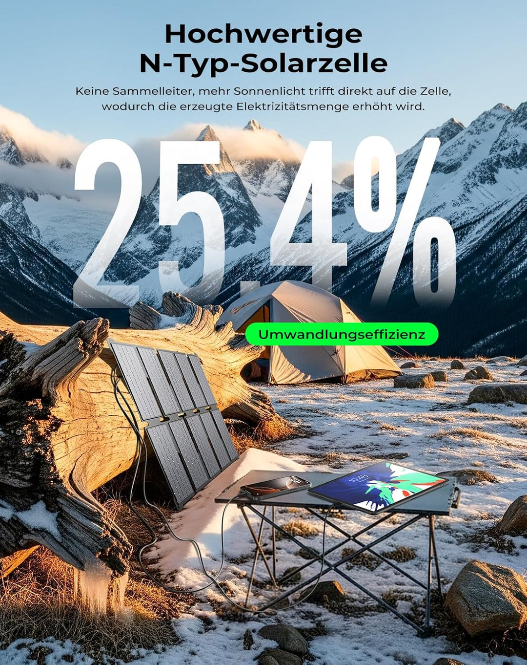 BigBlue Tragbarer 35W Tragbar Solar Ladegerät mit Schnellladung USB-A und PD 25W USB-C für Camping u