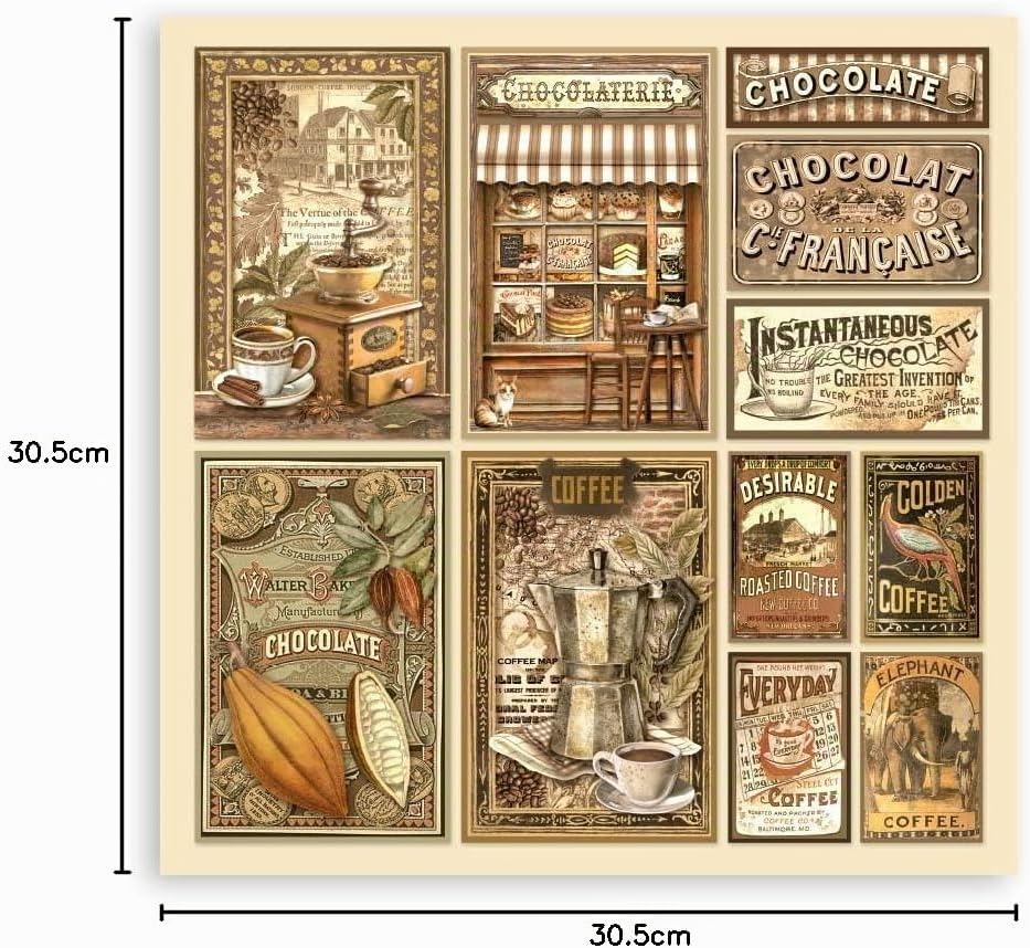Scrapbooking Pad 22 sheets cm 30,5x30,5 (12"x12") Single face - Coffee and Chocolate Scrapbooking 22