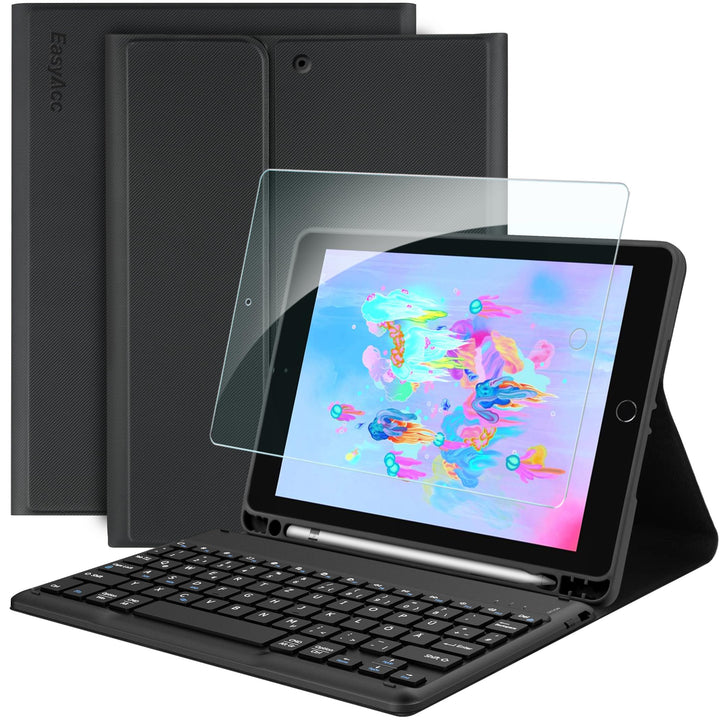EasyAcc Tastatur Hülle Kompatibel mitiPad 6. Generation 2018/5. Generation 2017, Air 2 & 1, Bluetoot