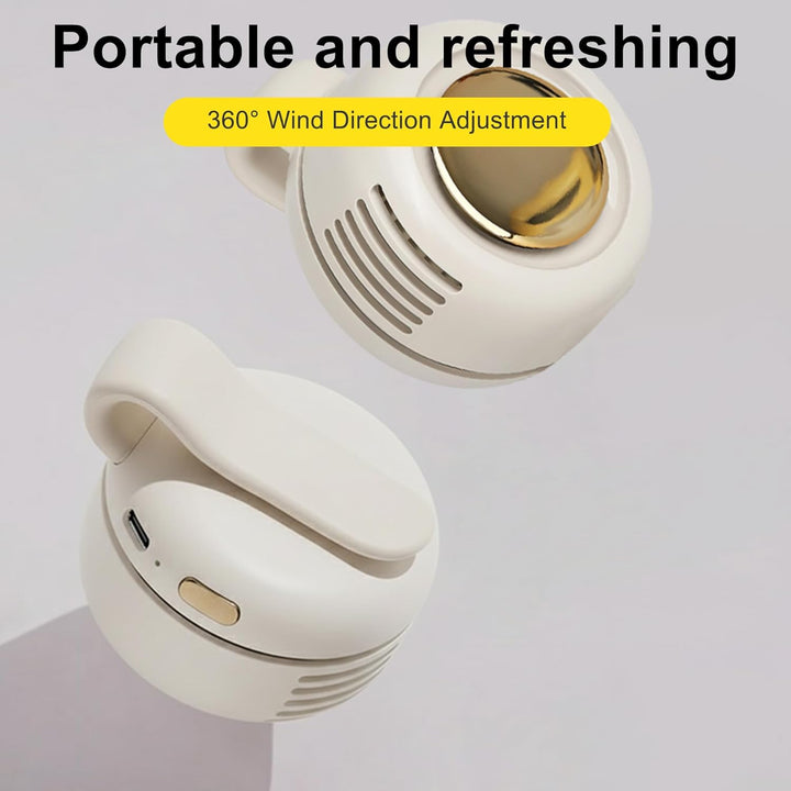 Foluu Mini-Ventilator mit Clip, 360 ° drehbar, tragbar, wiederaufladbarer USB-C-Hals- und Taillenven