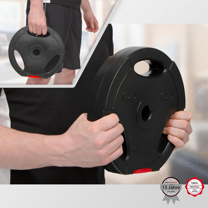 Ultrasport Hantelscheiben, 4 Hantelgewichte im Set,15Kg oder 25Kg, Standard 30-mm-Bohrung, nutzbar m