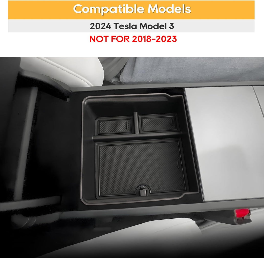 LFOTPP für Tesla Model 3 2024 2025 Mittelkonsole Organizer Hinten und Vorne Tray Handschuhfach, Tesl
