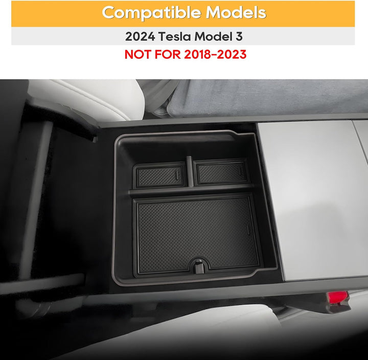 LFOTPP für Tesla Model 3 2024 2025 Mittelkonsole Organizer Hinten und Vorne Tray Handschuhfach, Tesl