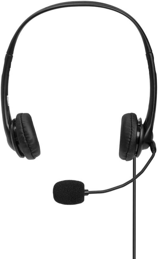 LINDY 42870 Headset, kabelgebunden mit USB-Anschluss Typ A und In-Line-Steuerung, Schwarz