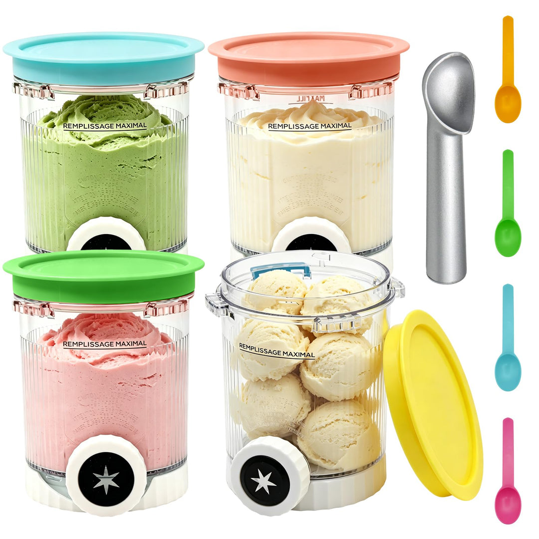 4 Stück für Ninja Swirl Creami Behälter, 480 ml Eisbehälter für NC701 & NC700 Serie Eismaschinen, Ei