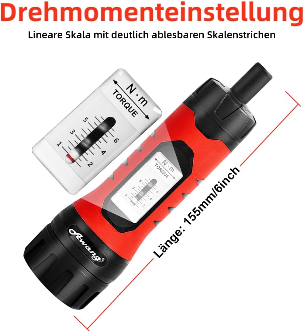 Awang Drehmoment-Schraubendreher 1-6NM Drehmomentschlüssel 36tlg.für Fahrrad Reparatur mit Bithalter