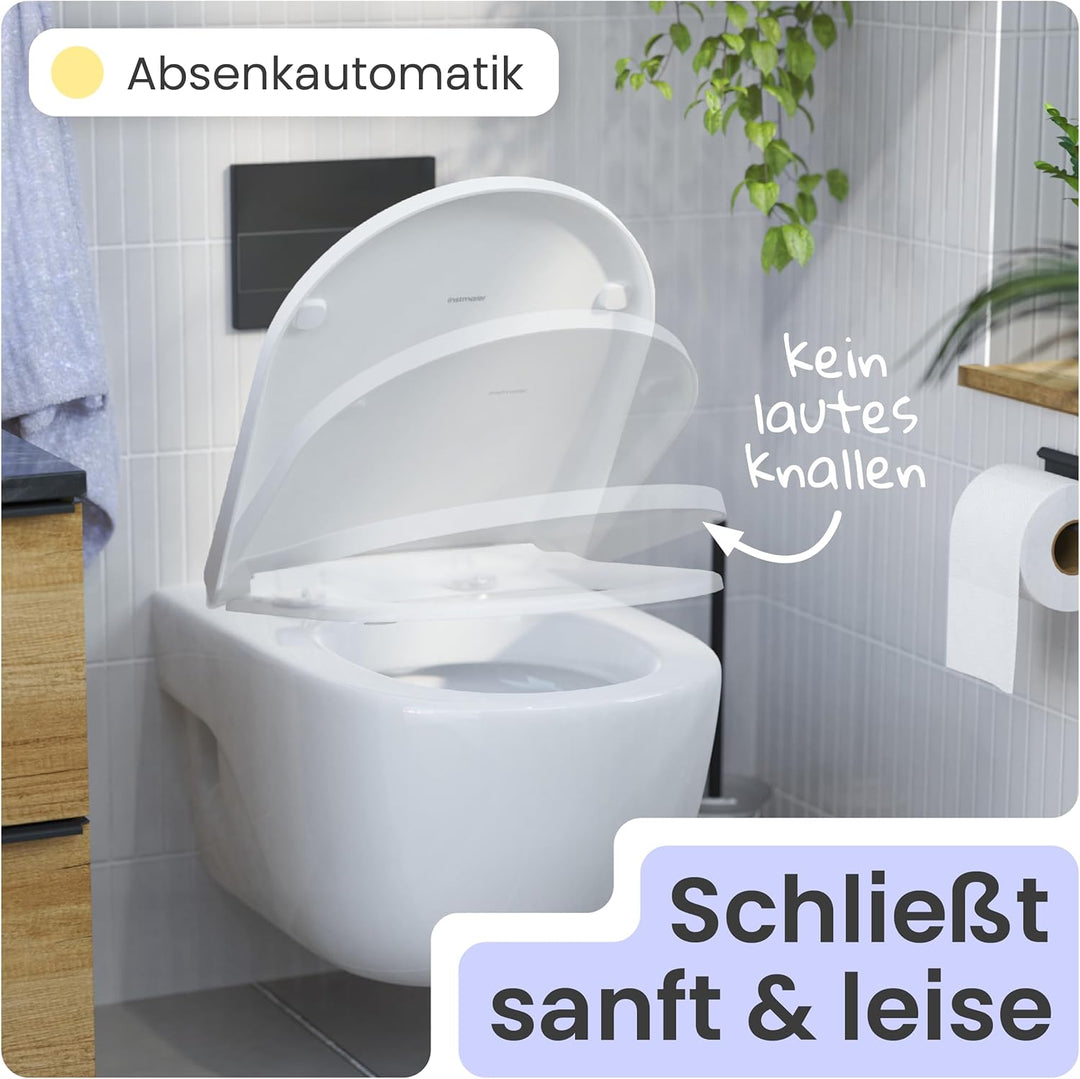 instmaier Helma | Toilettendeckel mit Absenkautomatik | Weiss | D-Form | Toilettensitz aus Duroplast