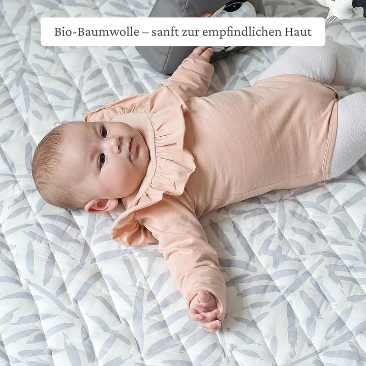 Toddlekind Krabbeldecke für Babys, Blattmuster, handgenäht, Baby-Spielmatte aus Bio-Baumwolle, 125 c