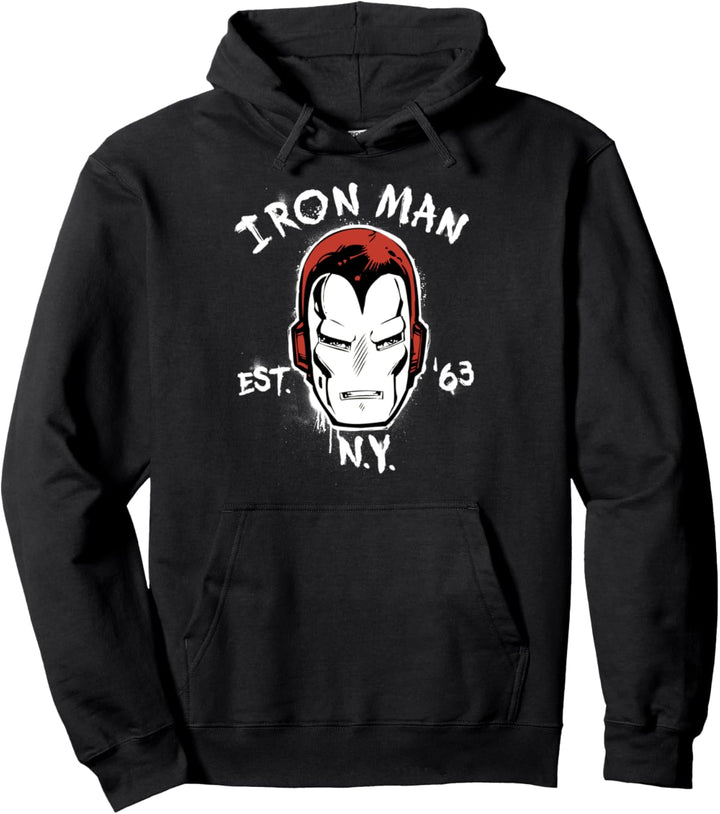 Marvel Iron Man Est '63 In New York Helmet Portrait Pullover Hoodie