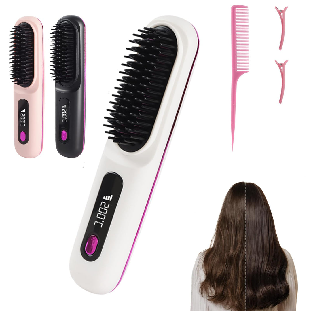 Stylingbürste für kurze Haare kabellos Haarglätter Bürste, Haarglätterbürste, tragbare Haarbürste el