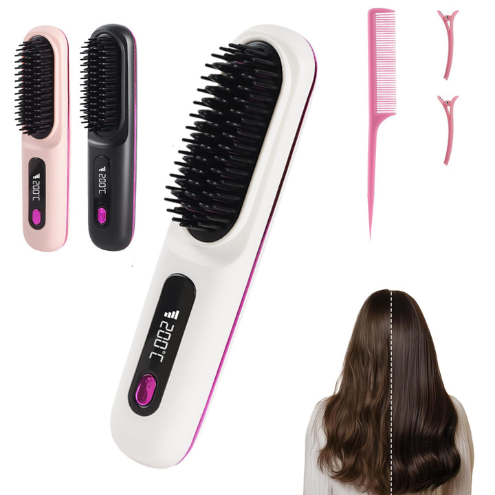 Stylingbürste für kurze Haare kabellos Haarglätter Bürste, Haarglätterbürste, tragbare Haarbürste el