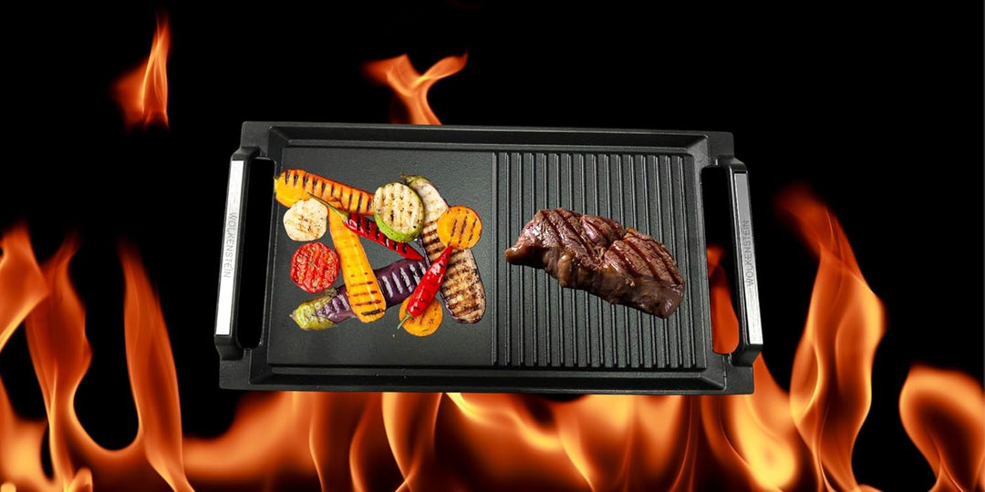 WOLKENSTEIN GP1W Grillplatte Plancha induktionsgeeignet Gusseisen Induktion Kochfeld Grillrost Teppa
