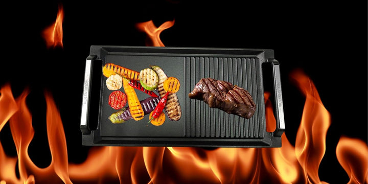 WOLKENSTEIN GP1W Grillplatte Plancha induktionsgeeignet Gusseisen Induktion Kochfeld Grillrost Teppa