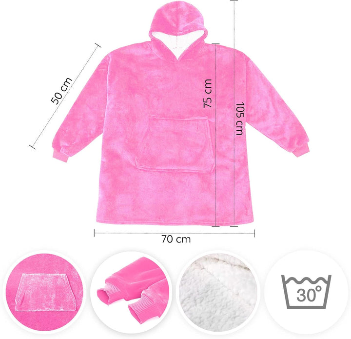 KolnAix Hoodie Decke, Oversize Pullover für Damen und Herren, Flauschiger Kuschelpullover mit Kapuze