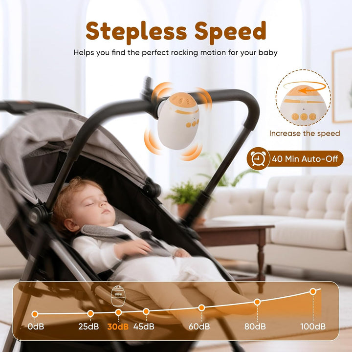 Kinderwagenschaukler, White Noise Machine Baby mit Baby Rocker 11 Beruhigende Klänge, Wiederaufladba