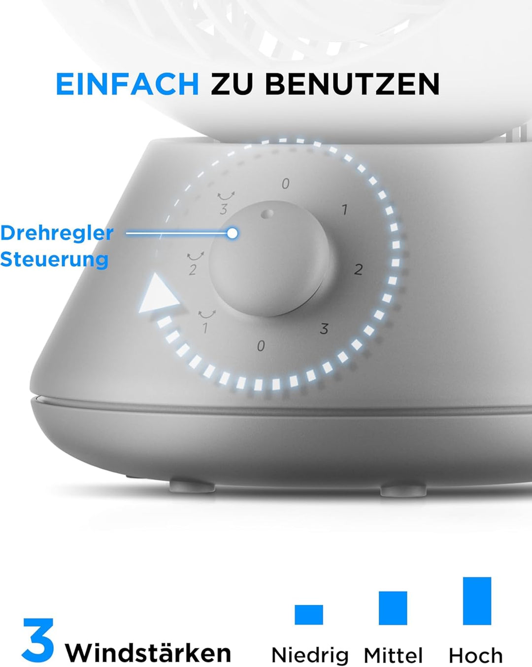 Midea MDF24JG Luftumwälzer Tischventilator-Aerodynamisches Turbosystem, 90°horizontaler Auto-Schwenk