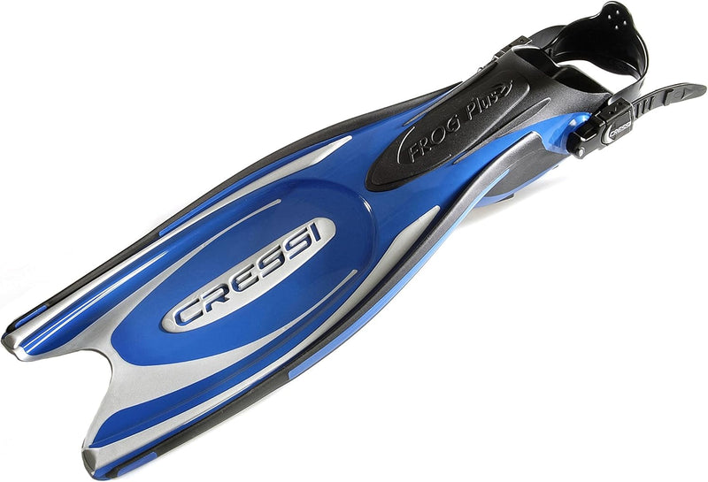 Cressi Frog Plus Tauchflossen Erwachsene S/M - 39/42 Blau/Silber, S/M - 39/42 Blau/Silber