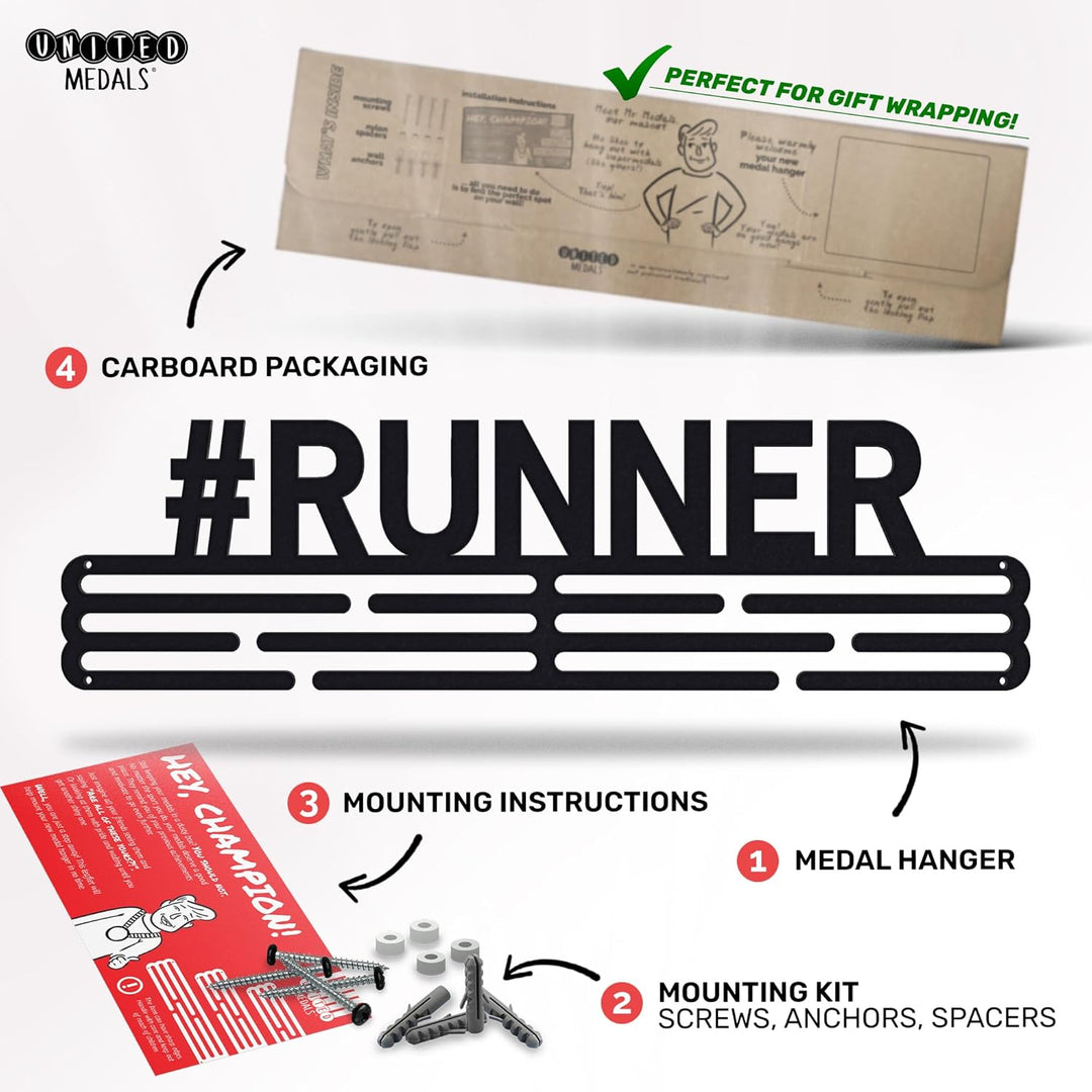 United Medals #Runner Medaillenhalter Edelstahl | Medaillen Aufhänger | Medal Hanger Holder Display