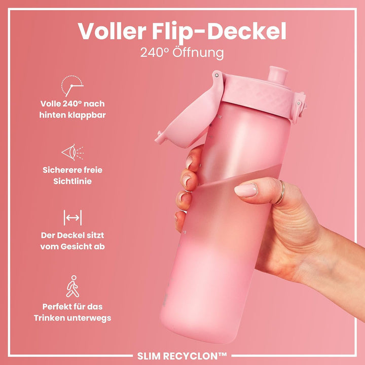 ion8 Trinkflasche, 500 ml, Auslaufsicher, Einhandöffnung, Sichere Verriegelung, Spülmaschinenfest, B