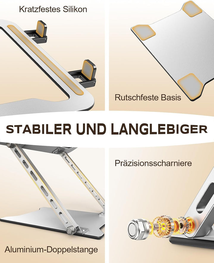 Babacom Ultraschlanker Tragbarer Laptop Ständer mit Zwei Stützstreben, Belüfteter, Höhenverstellbar