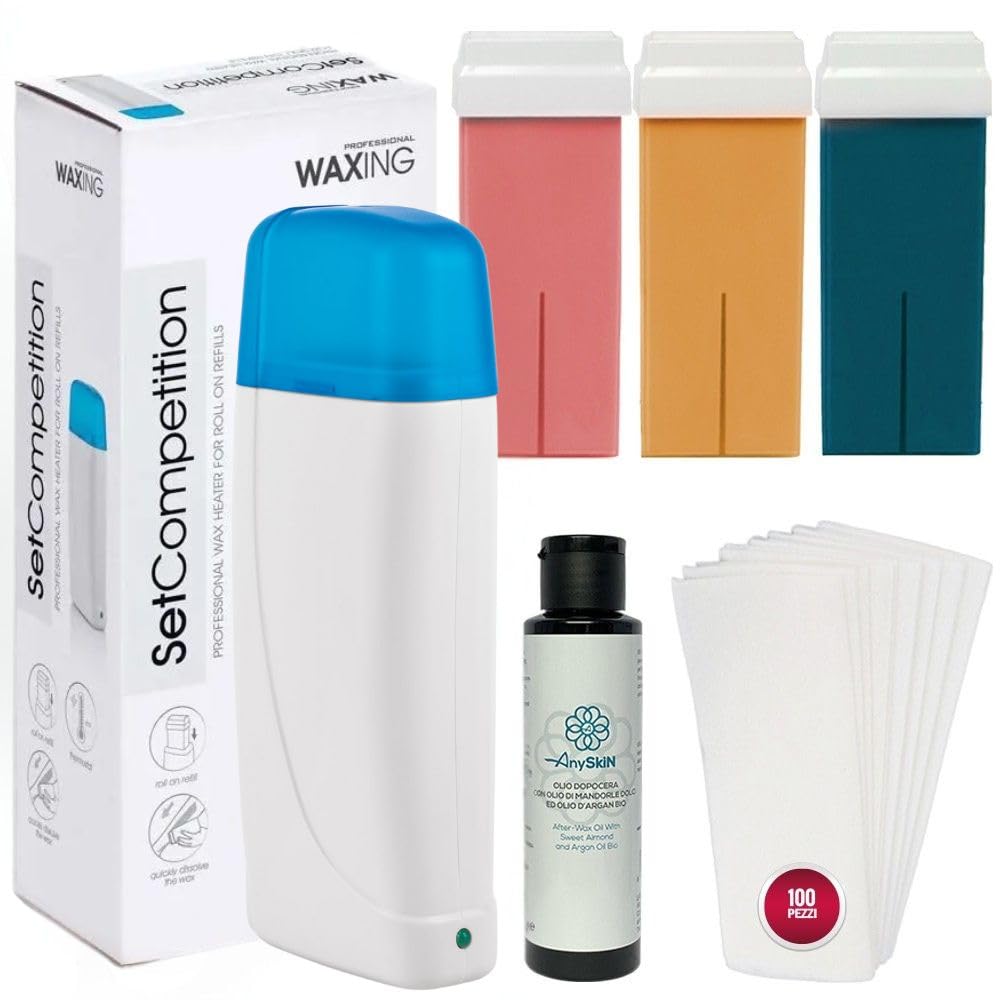 ANYSKIN EPILATION KIT> ROLLER WAX WARMER + 3 ROLLER NACHFÜLLUNGEN + ANYSKIN NACH WAX + 100 EPILATION