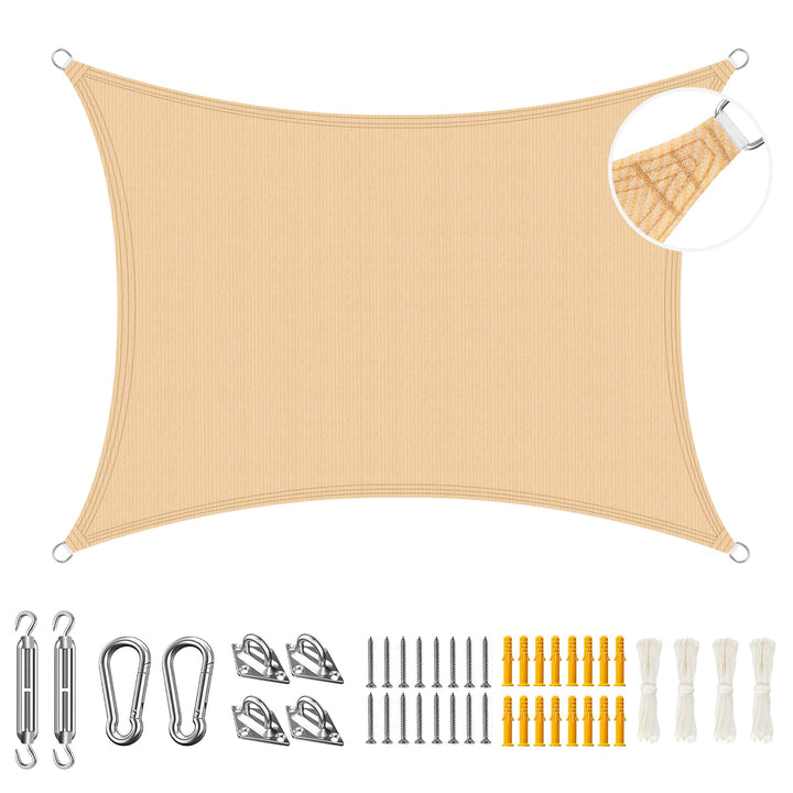Duerer 3.6x4.8m Sonnensegel mit Befestigungs Kit, Rechteckig Sonnenschutz 95% UV Schutz Garten Balko
