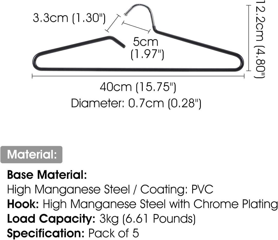 SHIMOYAMA Kleiderbügel, 5 Pack, Metall Kurzhals Kleiderbügel Organisers, Anti-Rutsch-Kragen-Schutz-B