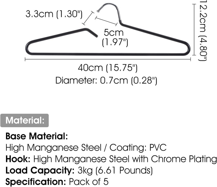SHIMOYAMA Kleiderbügel, 5 Pack, Metall Kurzhals Kleiderbügel Organisers, Anti-Rutsch-Kragen-Schutz-B