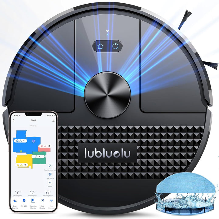 Lubluelu Saugroboter mit Wischfunktion 3-1, 4500Pa Staubsauger Roboter mit Lasernavigation, 54 dB Ro