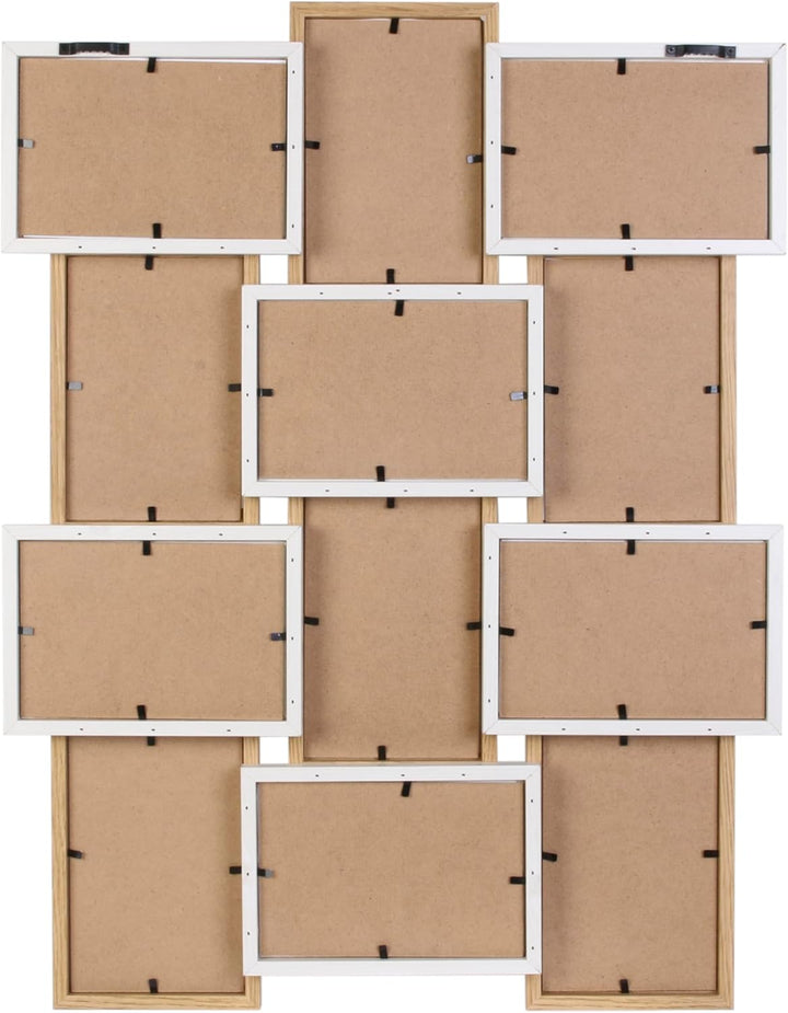 Home Deco Factory Bilderrahmen für 12 Bilder, 44cm x 3cm x 58cm, Beige/Weiss