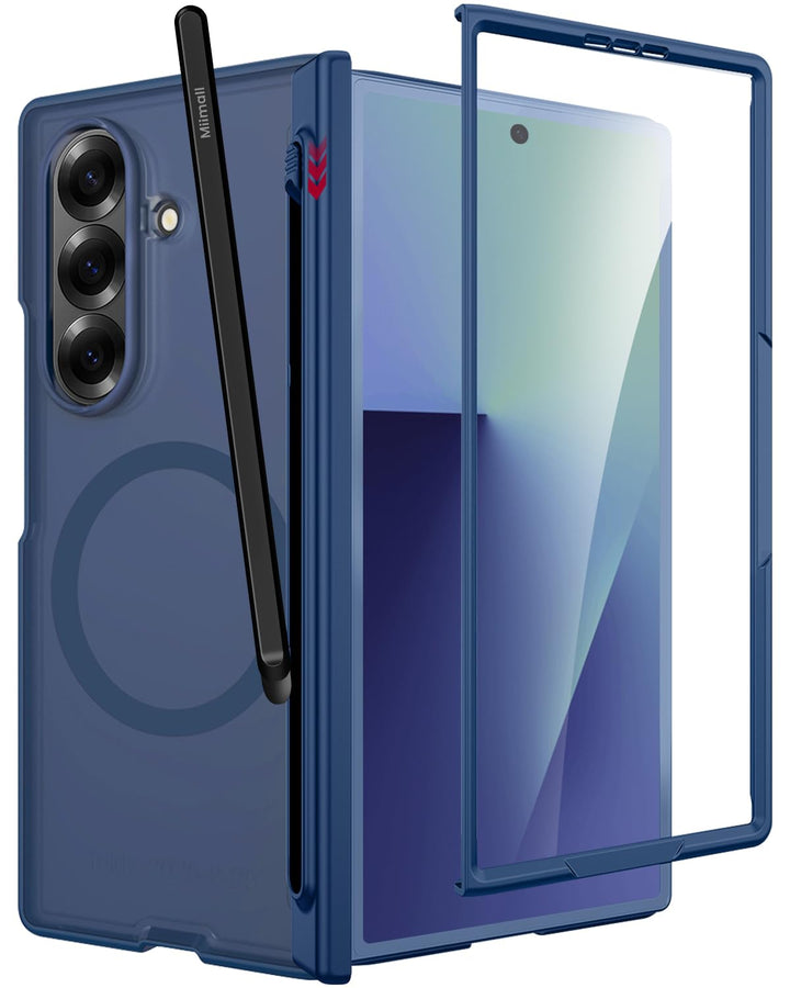 Miimall Kompatibel mit Samsung Galaxy Z Fold 7 Hülle Mag-Safe mit S-Pen, HD Displayschutz & Scharnie