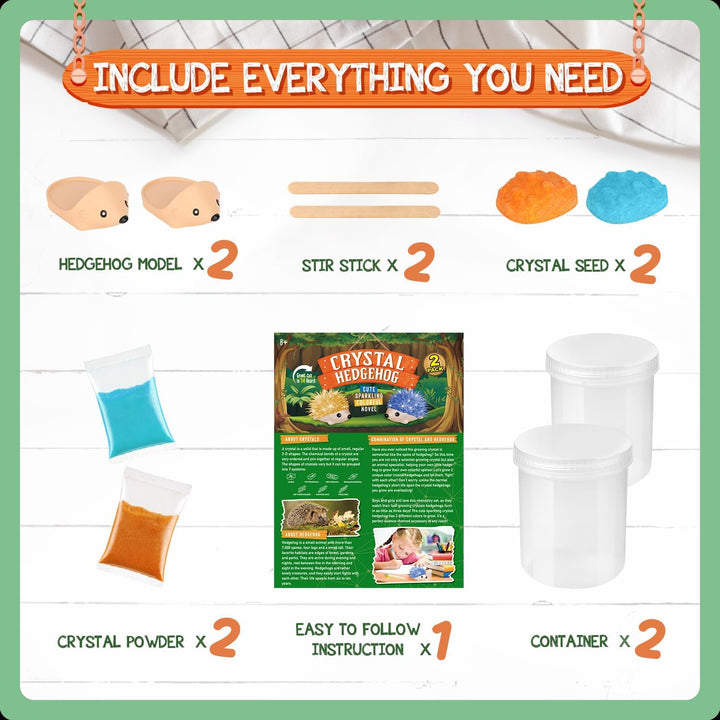 Igel Kristall Zücht Set, 2er Pack Kristall Hedgehog Growing Kit, Experimentierkasten für Kinder ab 8
