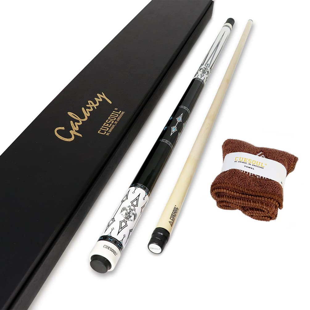 CUESOUL Galaxy 58 Zoll 19 Unzen Billardqueue, 13 mm Spitzen Weiss CSPC-GX-3, Weiss CSPC-GX-3