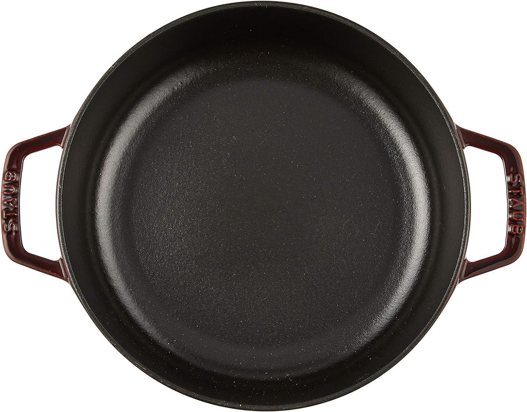 STAUB Gusseisen Bräter, Chistera Tropfenstruktur im Deckel, Rund 24 cm, 2,5 L, Grenadine Rot Grenadi