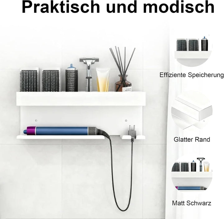 Wandhalterung Curling Halter Organizer Stand Lagerregal für Dyson Airwrap, Edelstahl ohne Stanzen Au