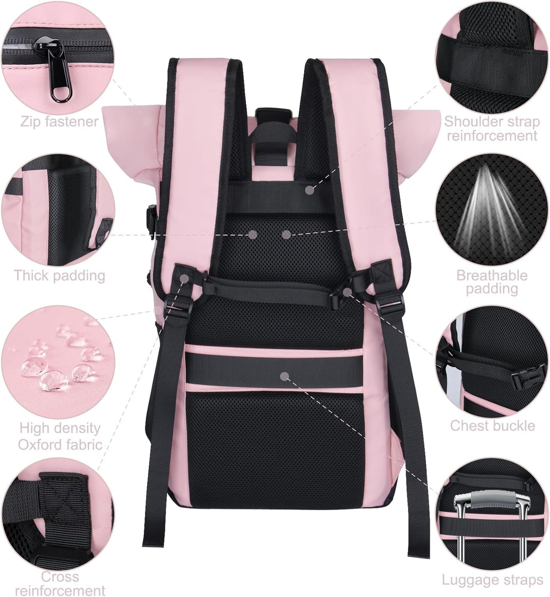 Rucksack Damen,Rolltop Rucksack Herren,28L Gross Schulrucksack Rucksack Wasserdicht mit Laptopfach 1