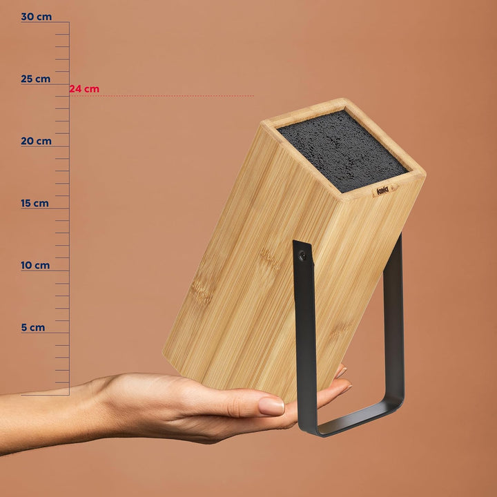 kela Messerblock ohne Messer KIRIL, Bambusholz Messerhalter mit Borsteneinsatz, Metallaufsteller sch